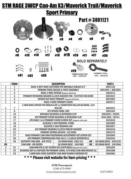 STM RAGE 3WCP Can-Am Defender/X3/Maverick Trail/Maverick Sport Primary & STM Tuner Secondary